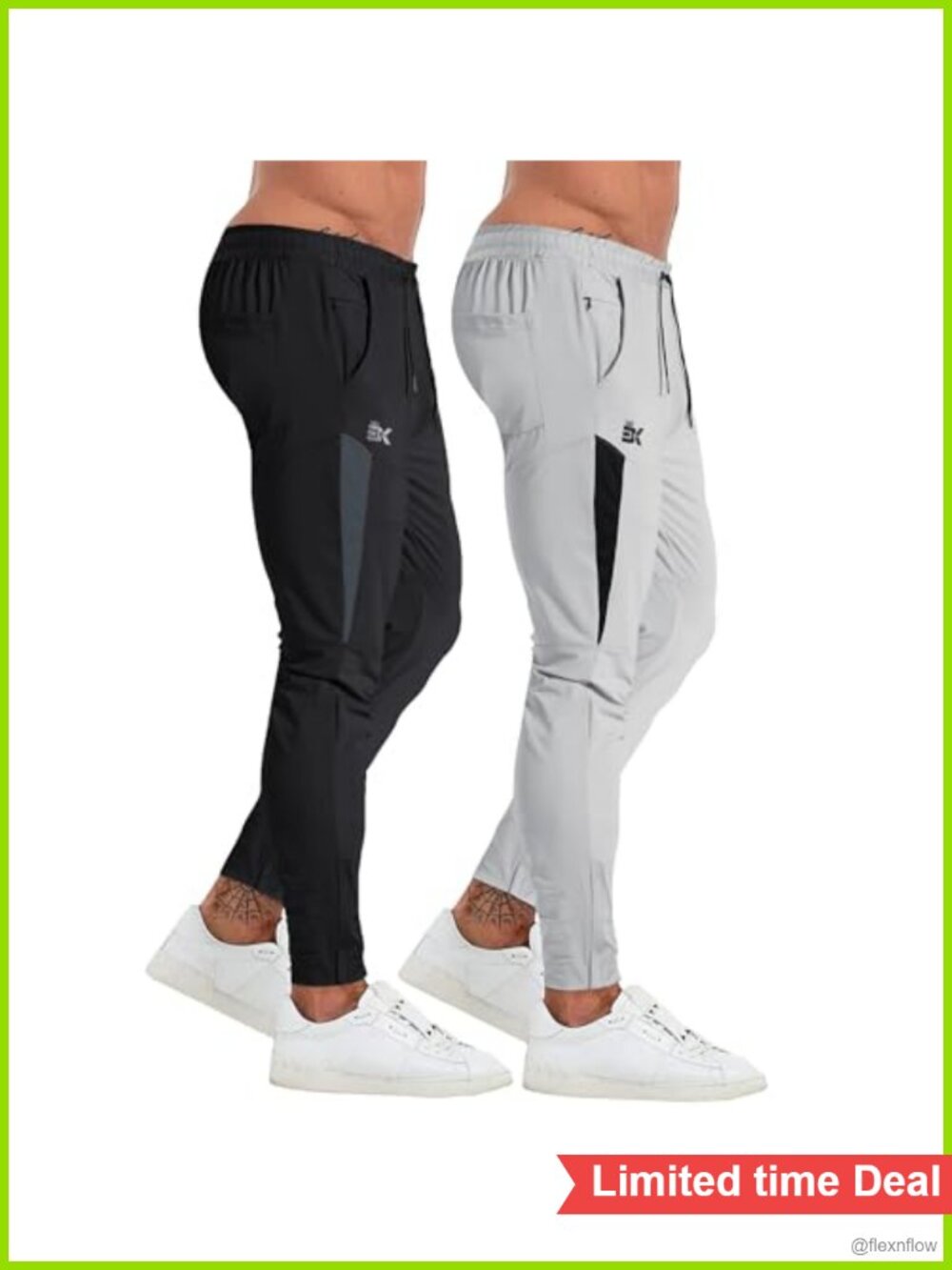 Mens Tapered Gym Joggers Polyester Blend Sweatpants with Zip Pocket